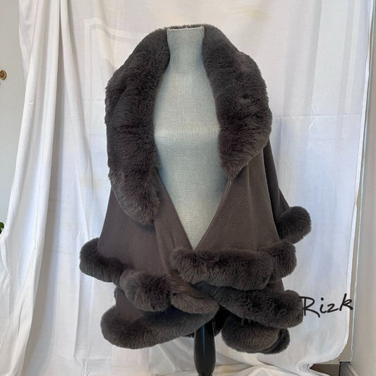 Alessia – Wool and Fur Poncho Coat