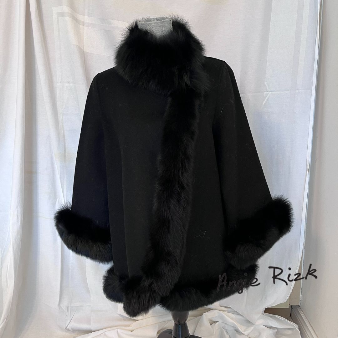Alessia – Wool and Fur Poncho Coat