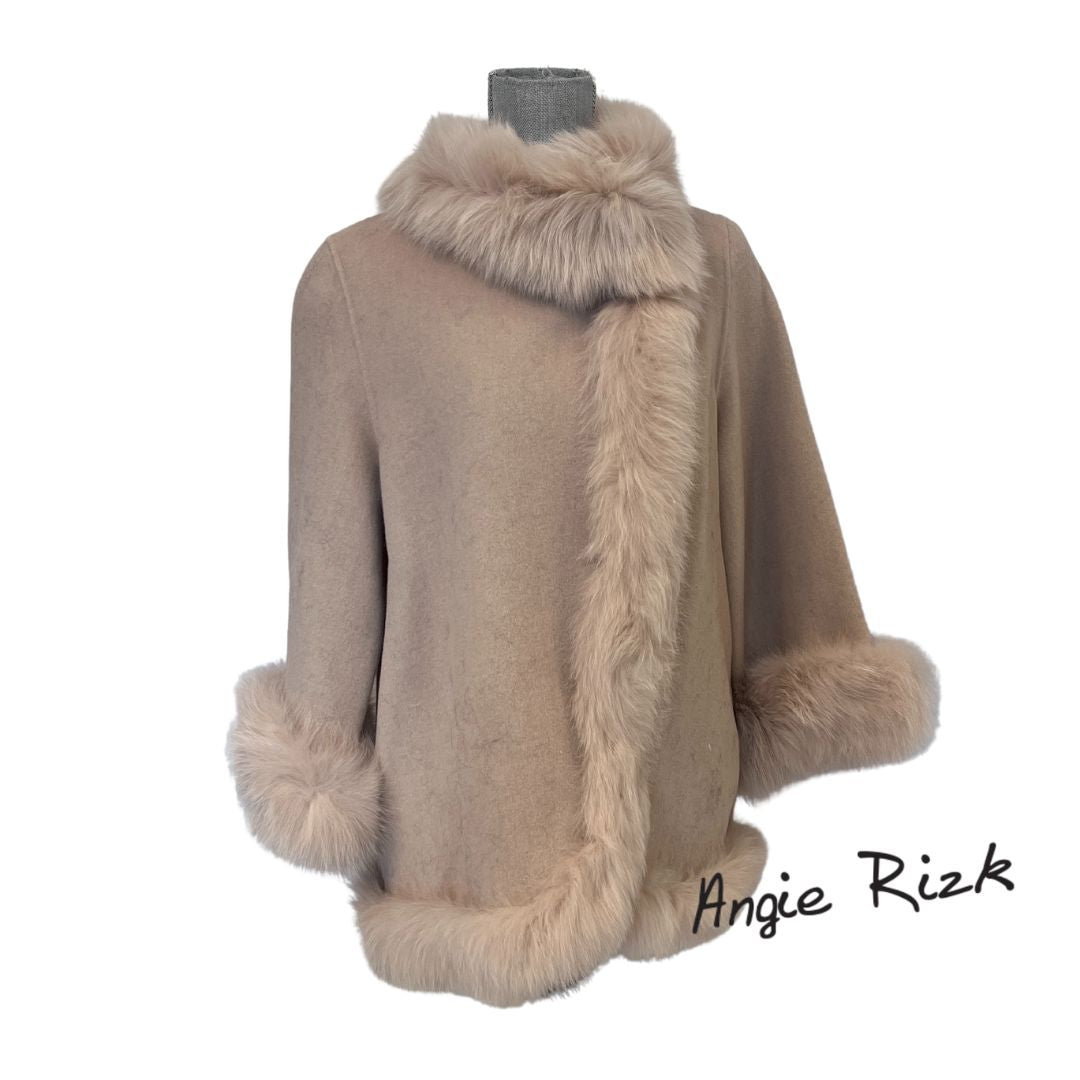 Alessia – Wool and Fur Poncho Coat